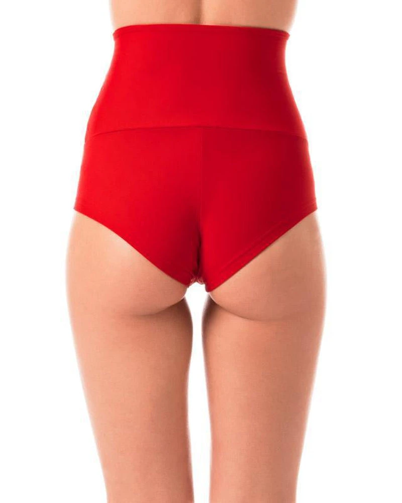 Dragonfly Betty High-Waisted Shorts - Red 4 Dragonfly Betty High-Waisted Shorts - Red - Image 2