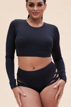 Lunalae Gia Long Sleeved Top - Recycled Black 7 Lunalae Gia Long Sleeved Top - Recycled Black -Radd Pole Wear Shop 1063TP 2 1