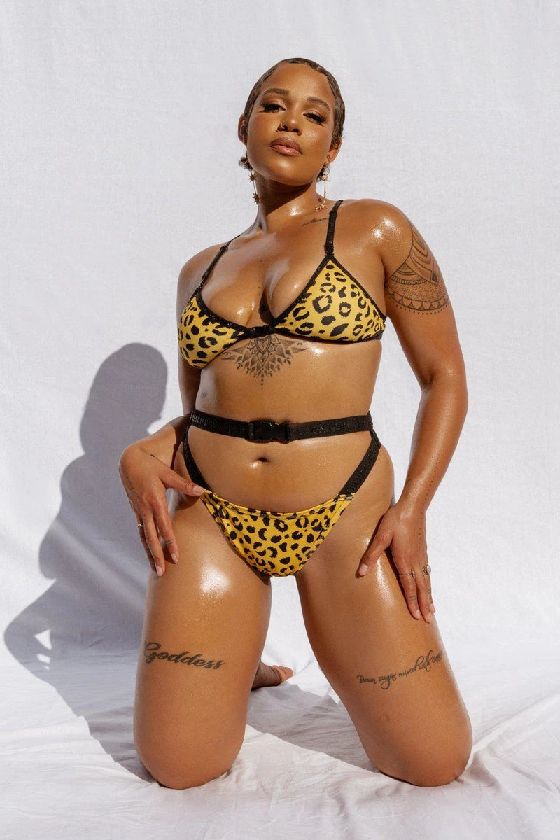 CXIX Buckle Up Bottoms - Yellow Leopard 3 CXIX Buckle Up Bottoms - Yellow Leopard