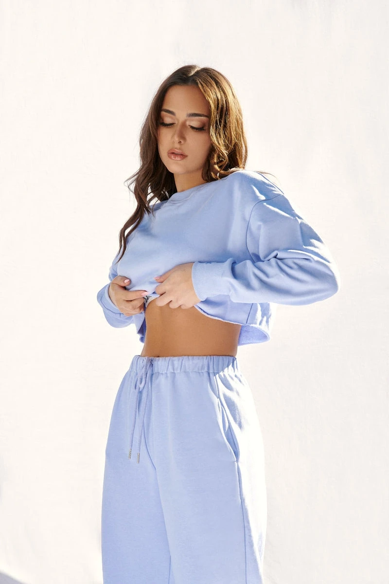 CXIX Oversized Cropped Jumper - Powder Blue 7 CXIX Oversized Cropped Jumper - Powder Blue - Image 5