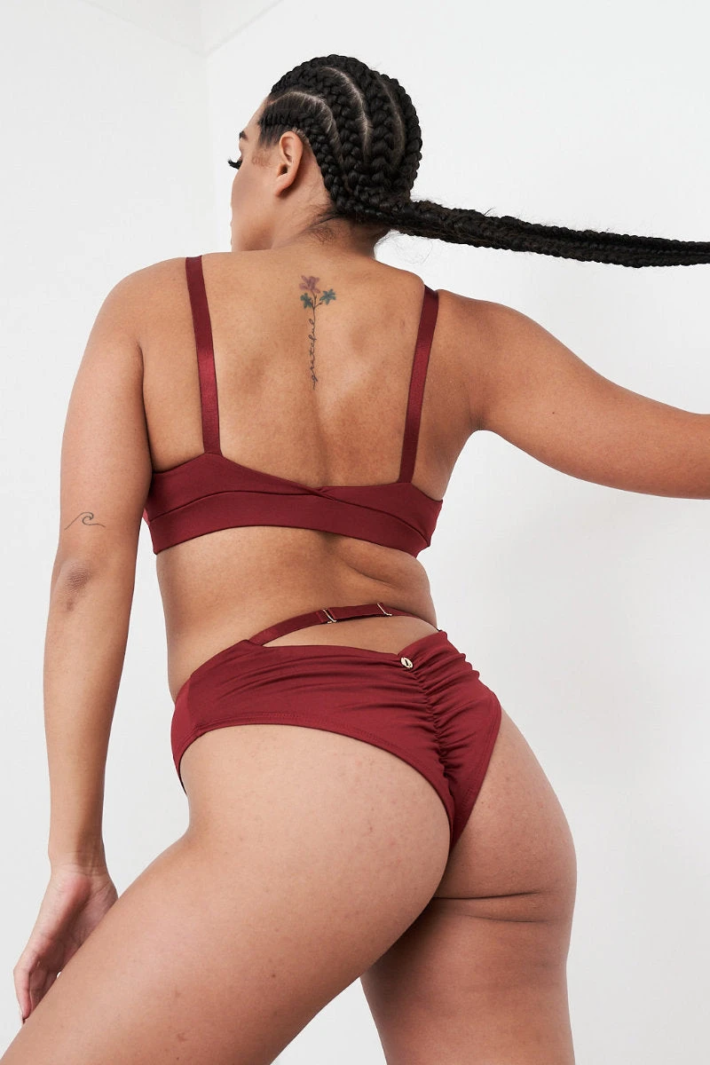 Lunalae Hannah Low Waist Bottoms - Recycled Burgundy 4 Lunalae Hannah Low Waist Bottoms - Recycled Burgundy - Image 2