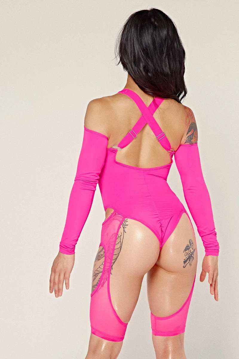 CXIX Dollhaus Mesh Bodysuit - Barbie Pink 4 CXIX Dollhaus Mesh Bodysuit - Barbie Pink - Image 2