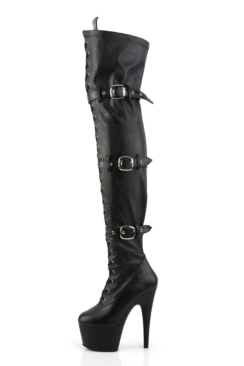 Pleaser USA Adore-3028 7inch Thigh High Pleaser Boots - Matte Black 6 Pleaser USA Adore-3028 7inch Thigh High Pleaser Boots - Matte Black - Image 4