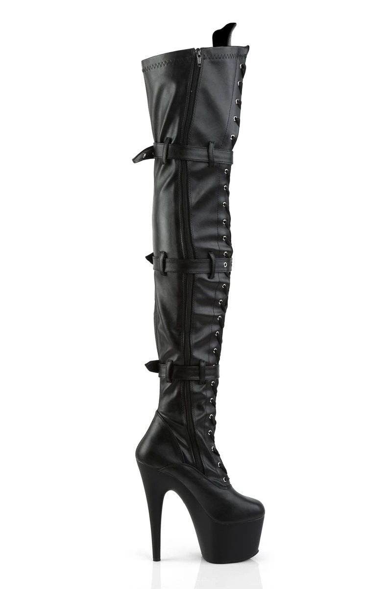 Pleaser USA Adore-3028 7inch Thigh High Pleaser Boots - Matte Black 4 Pleaser USA Adore-3028 7inch Thigh High Pleaser Boots - Matte Black - Image 2