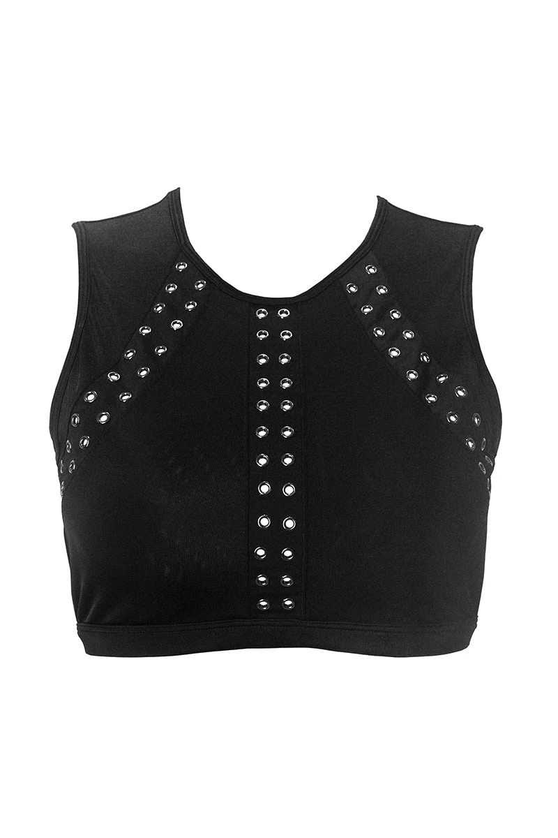 Hamade Activewear Eyelet High Neck Top - Black 6 Hamade Activewear Eyelet High Neck Top - Black - Image 4