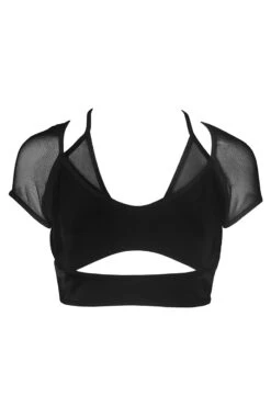 Hamade Activewear Mesh Hollow Front Crop Top - Black 8 Hamade Activewear Mesh Hollow Front Crop Top - Black -Radd Pole Wear Shop AW04 1