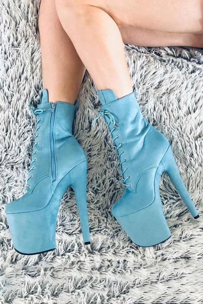 Hella Heels BabyDoll 8inch Boots - Baby Blue 4 Hella Heels BabyDoll 8inch Boots - Baby Blue - Image 2