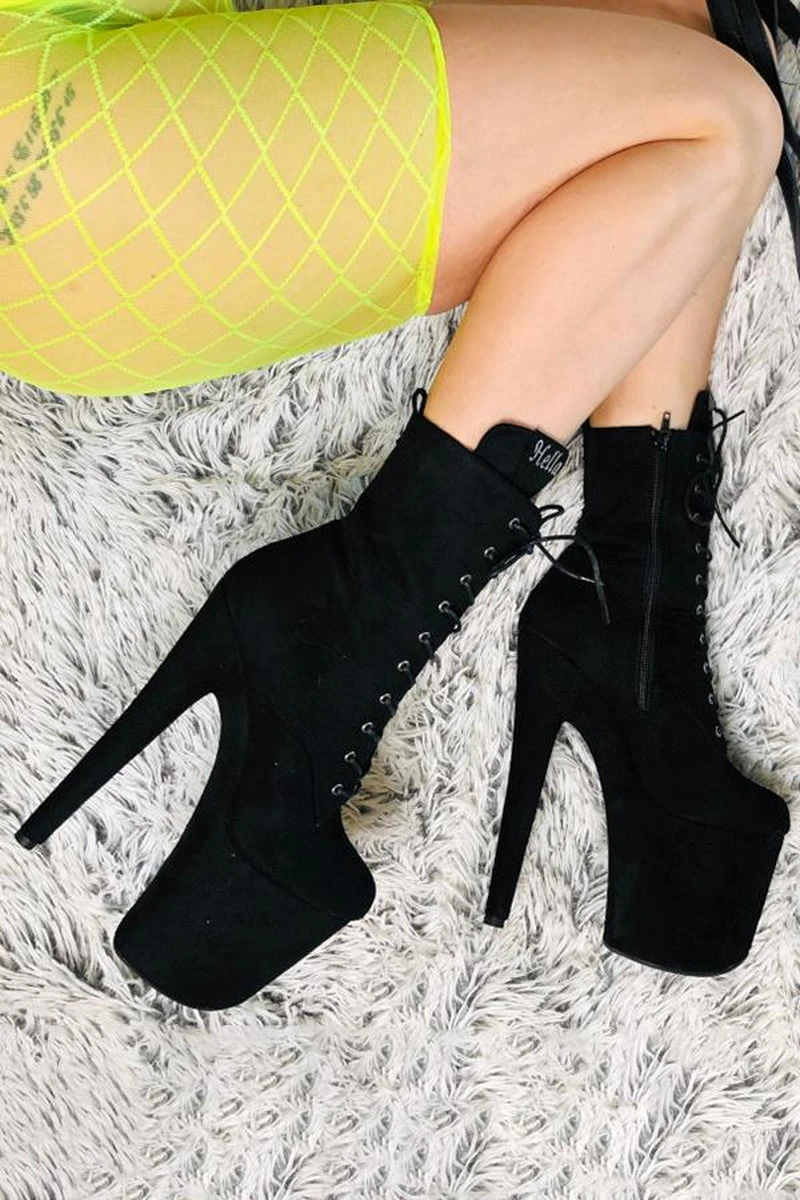 Hella Heels BabyDoll 8inch Boots - Black 4 Hella Heels BabyDoll 8inch Boots - Black - Image 2