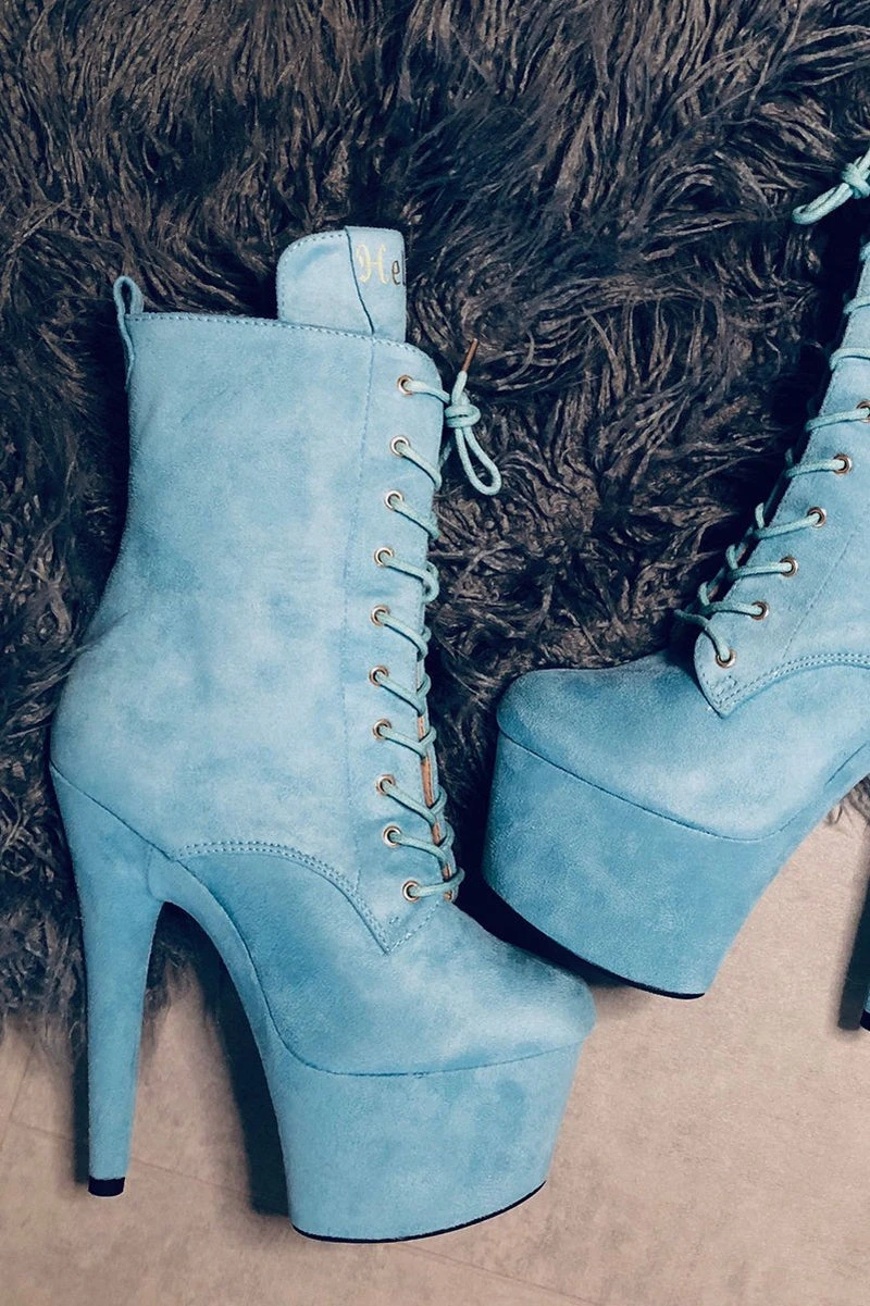 Hella Heels BabyDoll 7inch Boots - Baby Blue 4 Hella Heels BabyDoll 7inch Boots - Baby Blue - Image 2