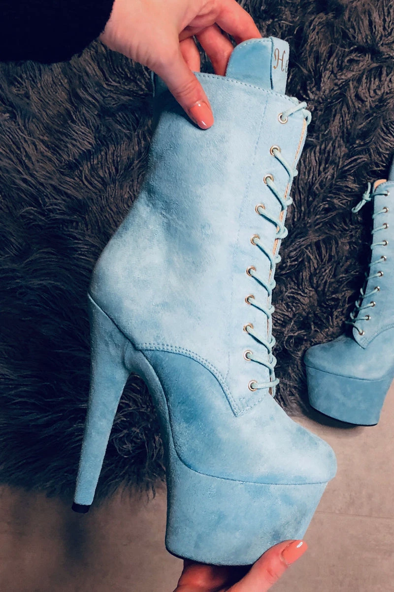 Hella Heels BabyDoll 7inch Boots - Baby Blue 3 Hella Heels BabyDoll 7inch Boots - Baby Blue