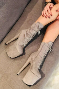 Hella Heels BabyDoll 8inch Boots - Light Grey 13 Hella Heels BabyDoll 8inch Boots - Light Grey -Radd Pole Wear Shop BDDarkLightgrey8inch8 1