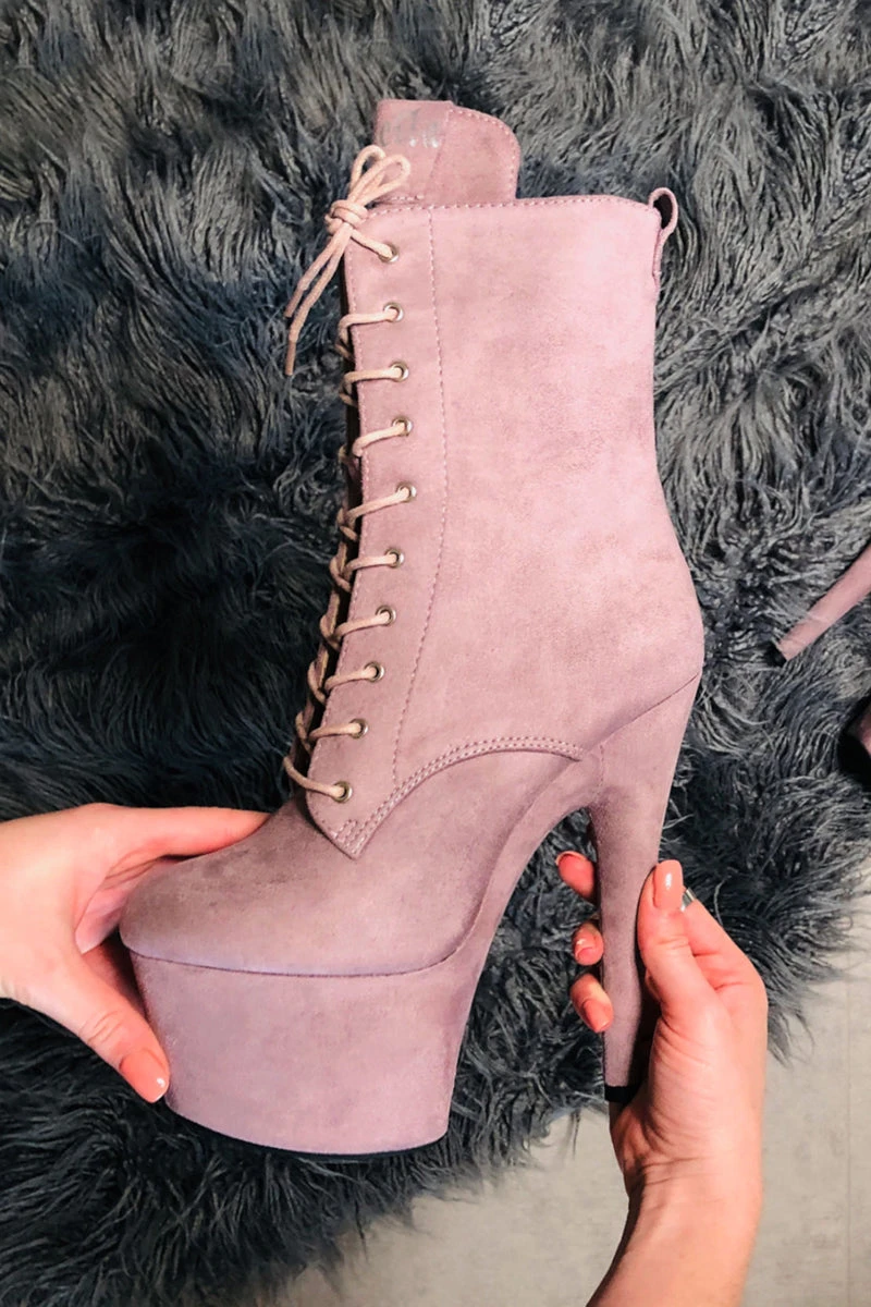 Hella Heels BabyDoll 7inch Boots - Lilac Mink 3 Hella Heels BabyDoll 7inch Boots - Lilac Mink