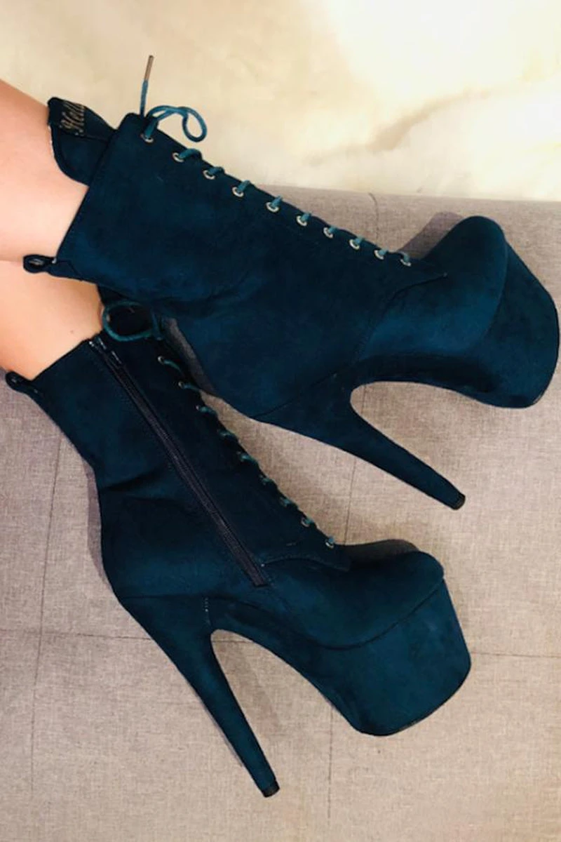 Hella Heels BabyDoll 7inch Boots - Teal 3 Hella Heels BabyDoll 7inch Boots - Teal