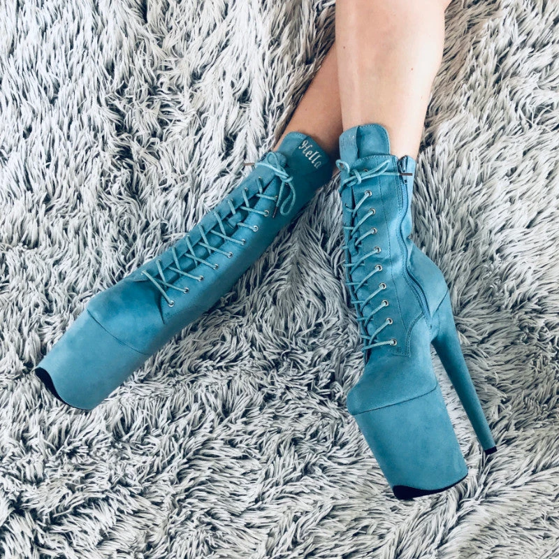 Hella Heels BabyDoll 8inch Boots - Baby Blue 6 Hella Heels BabyDoll 8inch Boots - Baby Blue - Image 4