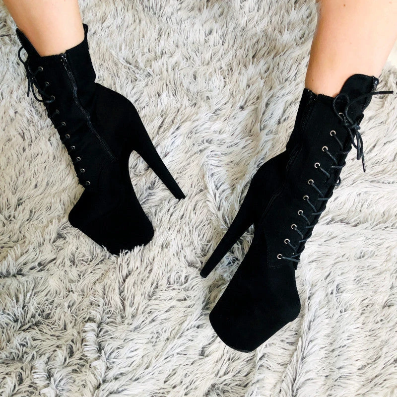 Hella Heels BabyDoll 8inch Boots - Black 8 Hella Heels BabyDoll 8inch Boots - Black - Image 6