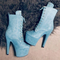 Hella Heels BabyDoll 7inch Boots - Baby Blue 9 Hella Heels BabyDoll 7inch Boots - Baby Blue -Radd Pole Wear Shop BD Blue 7 inch 1