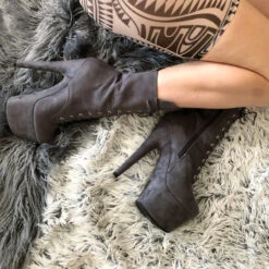 Hella Heels BabyDoll 7inch Boots - Dark Grey 10 Hella Heels BabyDoll 7inch Boots - Dark Grey -Radd Pole Wear Shop BD Dark Grey 7 Inch 2