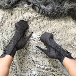 Hella Heels BabyDoll 7inch Boots - Dark Grey 11 Hella Heels BabyDoll 7inch Boots - Dark Grey -Radd Pole Wear Shop BD Dark Grey 7 Inch 5 1