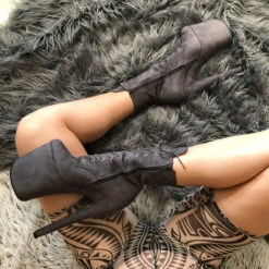 Hella Heels BabyDoll 8inch Boots - Dark Grey 13 Hella Heels BabyDoll 8inch Boots - Dark Grey -Radd Pole Wear Shop BD Dark Grey 8 Inch 8