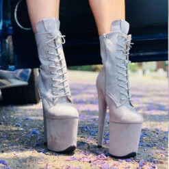 Hella Heels BabyDoll 8inch Boots - Light Grey 16 Hella Heels BabyDoll 8inch Boots - Light Grey -Radd Pole Wear Shop BD Dark Light grey 8 inch 2 1