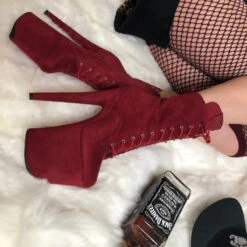 Hella Heels BabyDoll 8inch Boots - Dark Red 16 Hella Heels BabyDoll 8inch Boots - Dark Red -Radd Pole Wear Shop BD Dark Red 8 inch 1 1