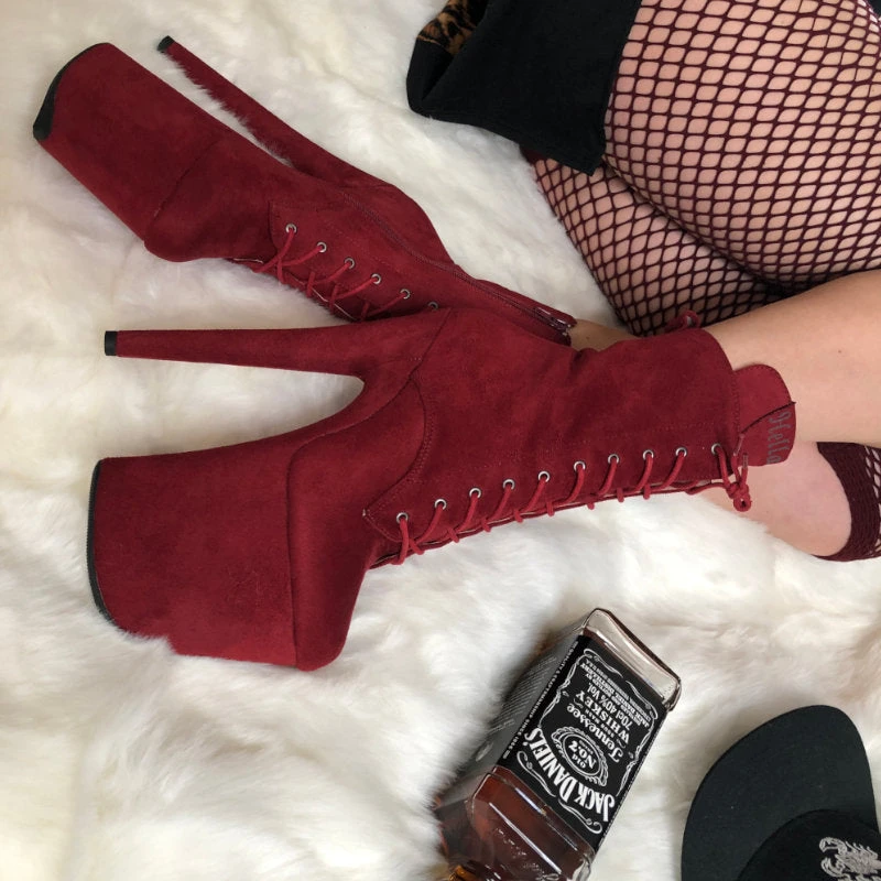 Hella Heels BabyDoll 8inch Boots - Dark Red 9 Hella Heels BabyDoll 8inch Boots - Dark Red - Image 7