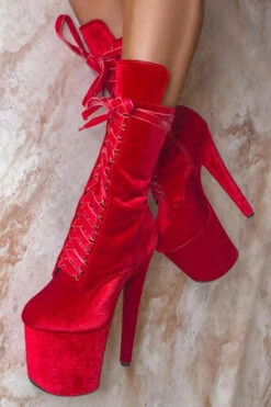 Hella Heels BabyDoll Velvet 8inch Boots - Bad Blood 11 Hella Heels BabyDoll Velvet 8inch Boots - Bad Blood -Radd Pole Wear Shop BabyDollVelvet8inchBoots BadBlood2