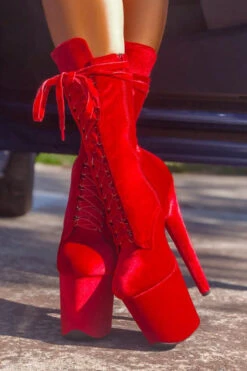 Hella Heels BabyDoll Velvet 8inch Boots - Bad Blood 12 Hella Heels BabyDoll Velvet 8inch Boots - Bad Blood -Radd Pole Wear Shop BabyDollVelvet8inchBoots BadBlood8