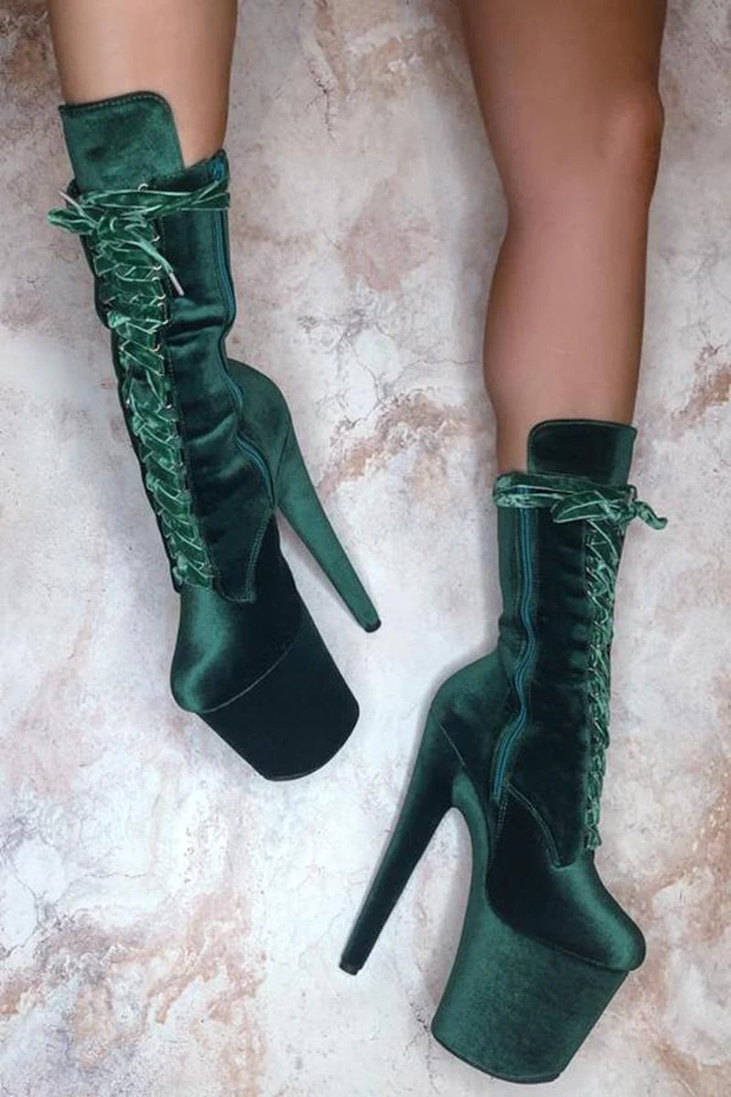 Hella Heels BabyDoll Velvet 8inch Boots - NY Gangster 5 Hella Heels BabyDoll Velvet 8inch Boots - NY Gangster - Image 3