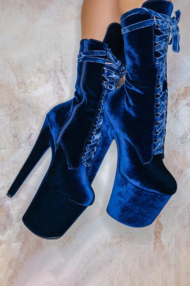 Hella Heels BabyDoll Velvet 8inch Boots - Old Money 4 Hella Heels BabyDoll Velvet 8inch Boots - Old Money - Image 2