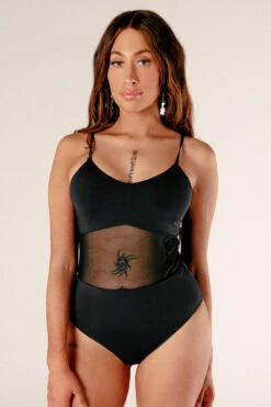 CXIX Baddies Bodysuit - Onyx 10 CXIX Baddies Bodysuit - Onyx -Radd Pole Wear Shop BaddiesMeshBodysuitBlackFront