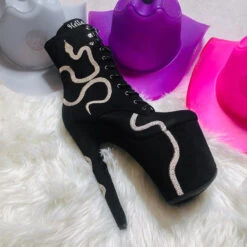 Hella Heels Snake In My Boot 8inch Boots - Black 20 Hella Heels Snake In My Boot 8inch Boots - Black -Radd Pole Wear Shop Black 1 1