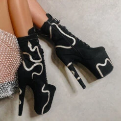 Hella Heels Snake In My Boot 8inch Boots - Black -Radd Pole Wear Shop Black 11