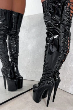 Hella Heels LipKit Thicc Thigh High Back Lace 8inch Boots - Black Beatle 9 Hella Heels LipKit Thicc Thigh High Back Lace 8inch Boots - Black Beatle -Radd Pole Wear Shop BlackBeatleThiccThighHigh 8INCH5