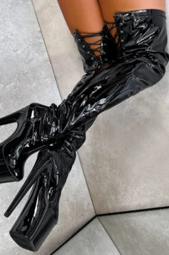 Hella Heels LipKit Thicc Thigh High Back Lace 8inch Boots - Black Beatle 11 Hella Heels LipKit Thicc Thigh High Back Lace 8inch Boots - Black Beatle -Radd Pole Wear Shop BlackBeatleThiccThighHigh 8INCH9