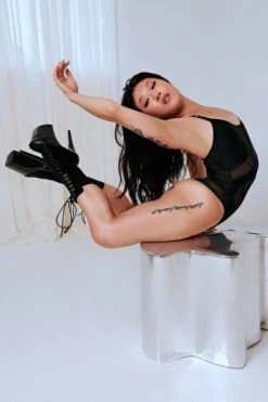 CXIX Silhouette One-Piece Bodysuit - Black With Black Mesh 16 CXIX Silhouette One-Piece Bodysuit - Black With Black Mesh -Radd Pole Wear Shop Black CXIX Silhouette Mesh bodysuit dance poledance 1