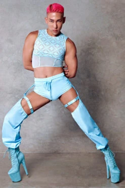 CXIX 119 Chaps - Blue 11 CXIX 119 Chaps - Blue -Radd Pole Wear Shop Blue monogram corset streetwear dancewear CXIX