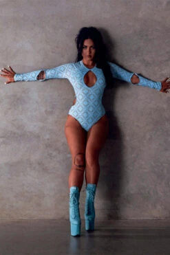 CXIX 119 Plunge Bodysuit - Blue -Radd Pole Wear Shop Bodysuit CXIX 119 Streetwear Pole