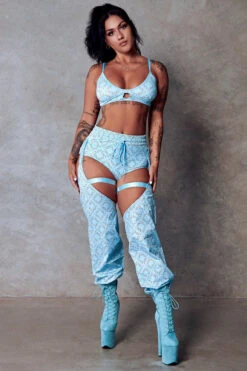 CXIX 119 Chaps - Blue Print 16 CXIX 119 Chaps - Blue Print -Radd Pole Wear Shop Bralette blue monogram streetwear polewear CXIX 119 2 1
