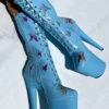 Hella Heels Butterfly 8inch Boots - Baby Blue 1 Hella Heels Butterfly 8inch Boots - Baby Blue -Radd Pole Wear Shop ButterflyBoot Blue 8INCH3