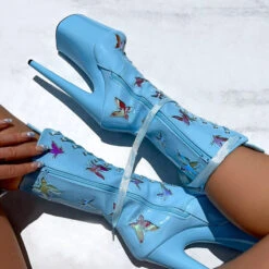 Hella Heels Butterfly 8inch Boots - Baby Blue 13 Hella Heels Butterfly 8inch Boots - Baby Blue -Radd Pole Wear Shop ButterflyBoot Blue 8INCH4