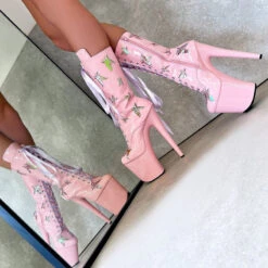 Hella Heels Butterfly Boots - 8inch - Pink 13 Hella Heels Butterfly Boots - 8inch - Pink -Radd Pole Wear Shop ButterflyBoot Pink 8INCH8