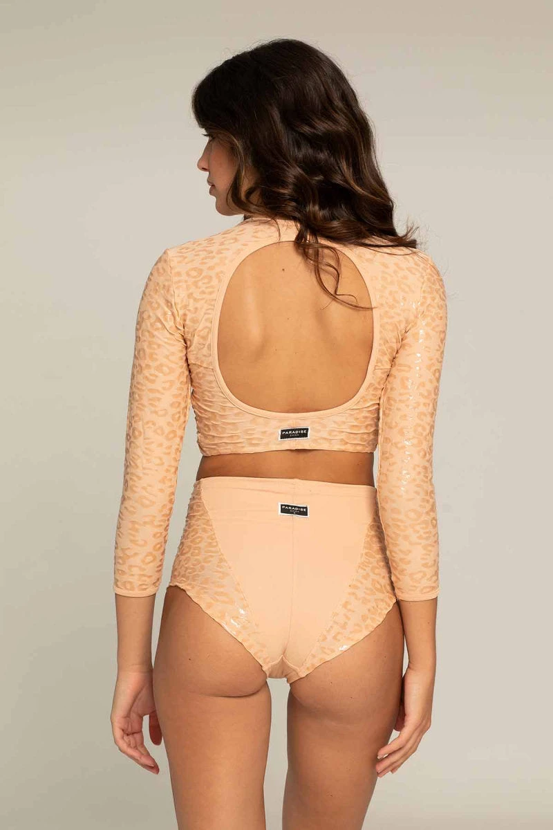 Paradise Chick Superhero Series Ultra Grip Crop Top - Beige Leopard 4 Paradise Chick Superhero Series Ultra Grip Crop Top - Beige Leopard - Image 2