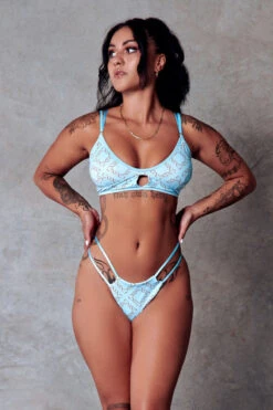 CXIX 119 High-Rise Thong Bottoms - Blue Print 9 CXIX 119 High-Rise Thong Bottoms - Blue Print -Radd Pole Wear Shop CXIX 119 blue Hi Rise thong polewear poledance 1