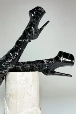 Hella Heels Renaissance Slim Thigh High 8inch Boots - Confession 8 Hella Heels Renaissance Slim Thigh High 8inch Boots - Confession -Radd Pole Wear Shop Confession Black Marble Thigh High Slim Pole Dance Shoes 8 1