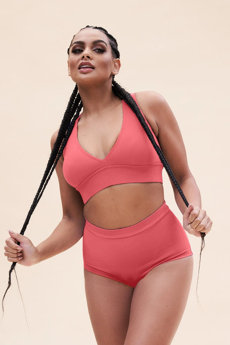 Lunalae Courtney V Neck Top - Recycled Watermelon 5 Lunalae Courtney V Neck Top - Recycled Watermelon - Image 3