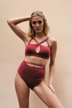 Lunalae Hannah High Waist Bottoms - Recycled Burgundy 9 Lunalae Hannah High Waist Bottoms - Recycled Burgundy -Radd Pole Wear Shop Copyof220701 LunaLae 18 0818copy 1