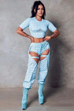 CXIX 119 Chaps - Blue Print 12 CXIX 119 Chaps - Blue Print -Radd Pole Wear Shop Cropped tee CXIX dancewear blue monogram 119 ea8a1694 7a8a 4e4d ad97 88da0924f0b1