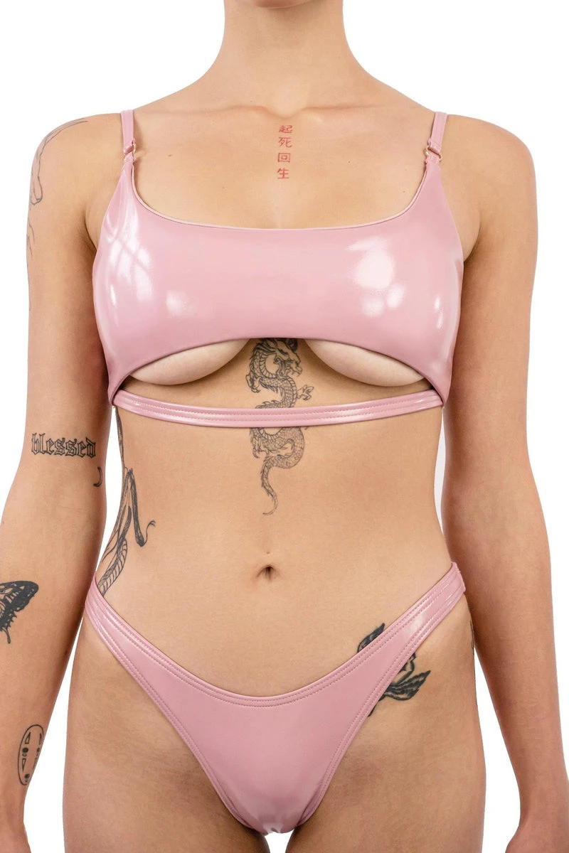 Naughty Thoughts Sinner Vinyl Underboob Top - Pink 3 Naughty Thoughts Sinner Vinyl Underboob Top - Pink