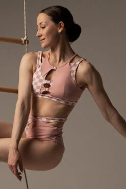 Hamade Activewear Patchwork Bottoms - Checkered Light Pink -Radd Pole Wear Shop DSC06668 1